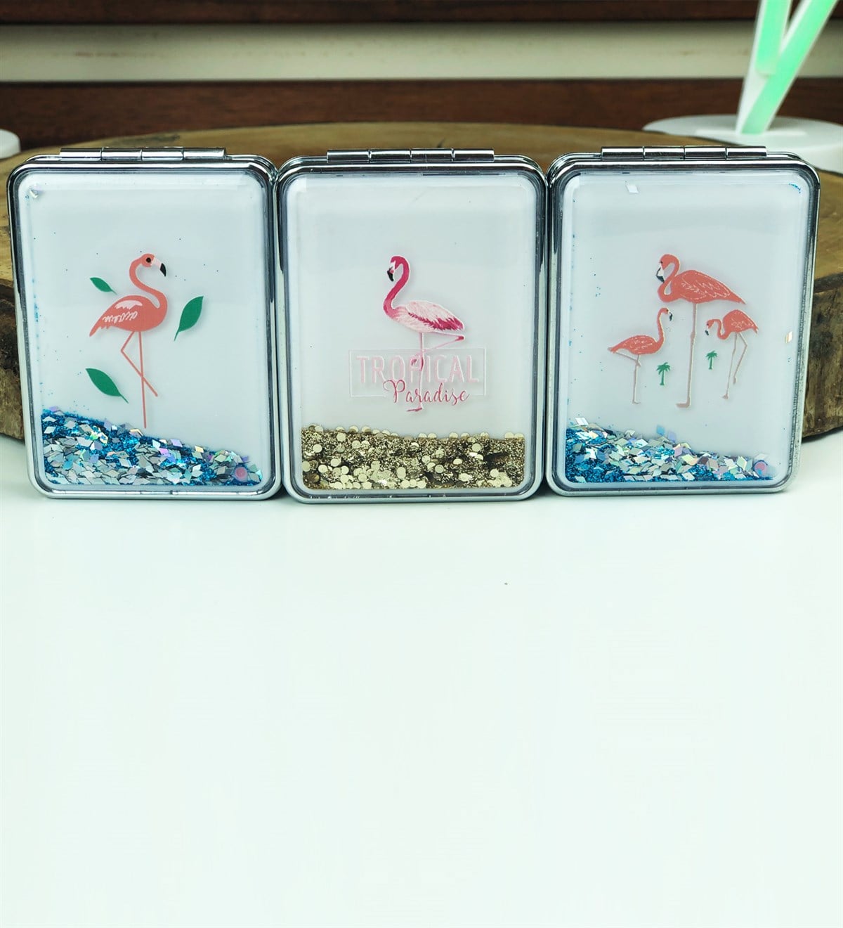 İçi Hareketli Simli Cep AynasıGiftmodaGm-2069