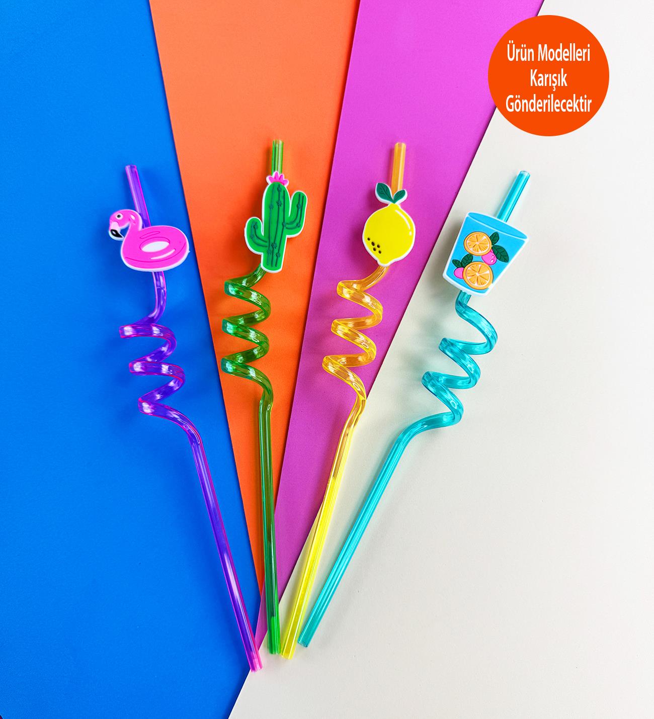 4'lü Figürlü Plastik Pipet SetigiftmodaBm-1616