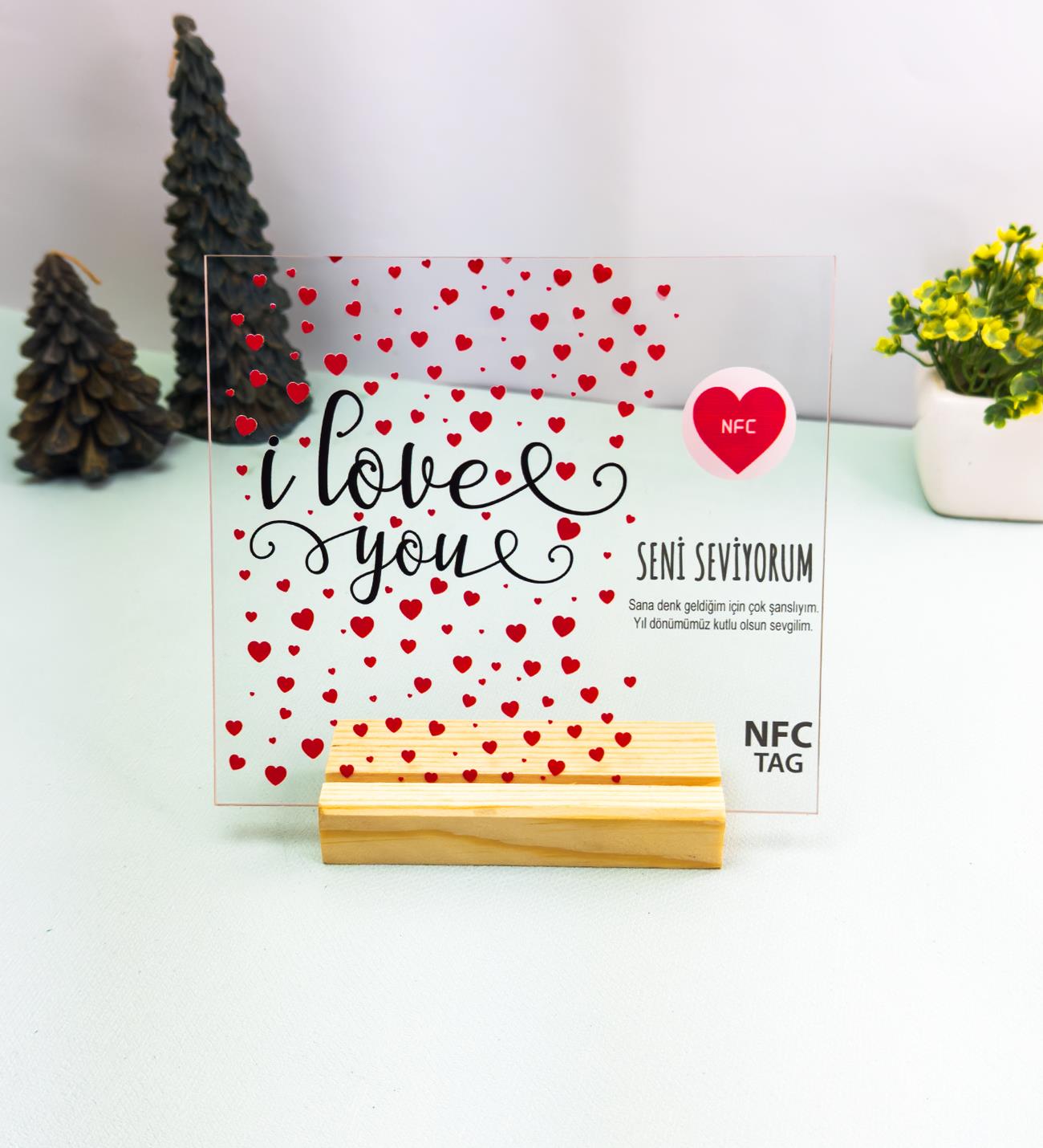 Özelleştirilebilir NFC Destekli I Love You Çerçeve - Özel Günler İçingiftmodaGmig000093