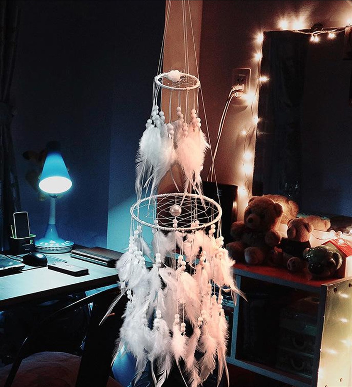 Işıklı Düş Kapanı Beyaz Dream CatcherGiftmodaGM-2520