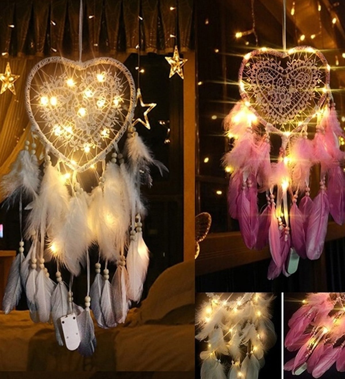 Işıklı Düş Kapanı Kalp Dream CatcherGiftmodaGM-2521