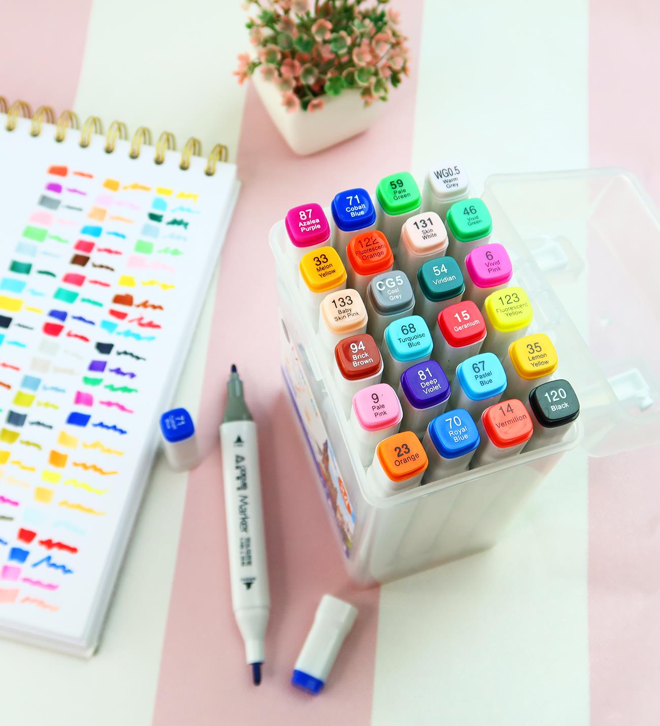 Bam Çift Taraflı 24'lü Marker Kalem Seti – Taşıma KutulugiftmodaBM-1816-24