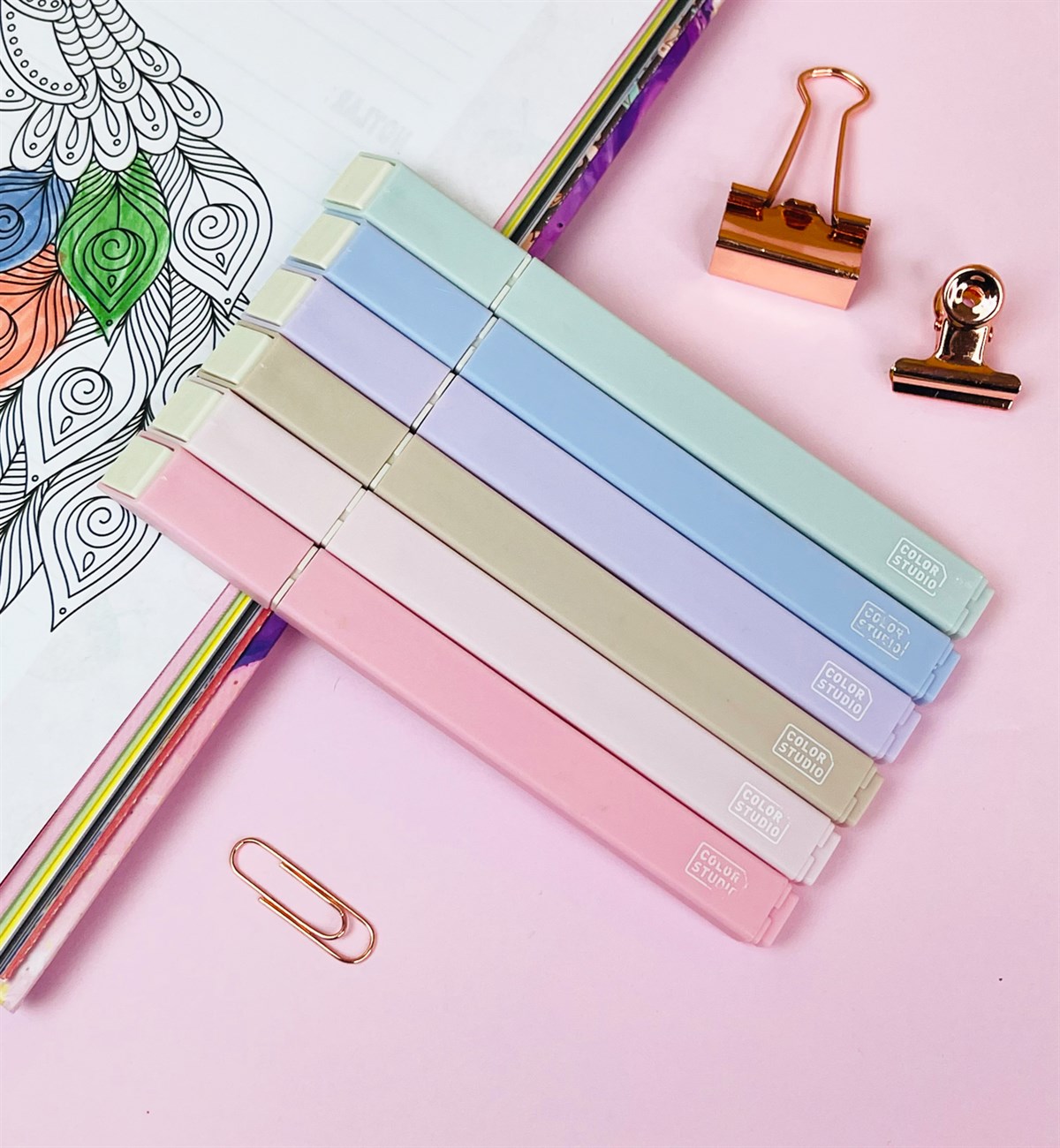 6'lı Studio Color Kesme Uçlu Soft Keçeli Kalem SetigiftmodaGm-4312