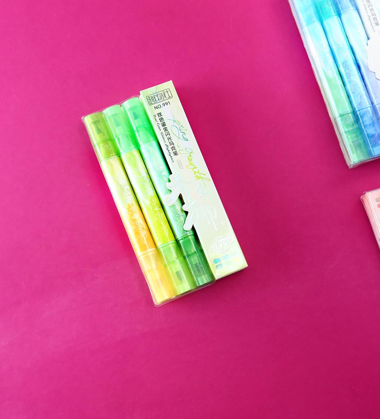 Pastel Tonlu Çift Uçlu Fosforlu Kalem Seti – 3'lügiftmodaBM-2189