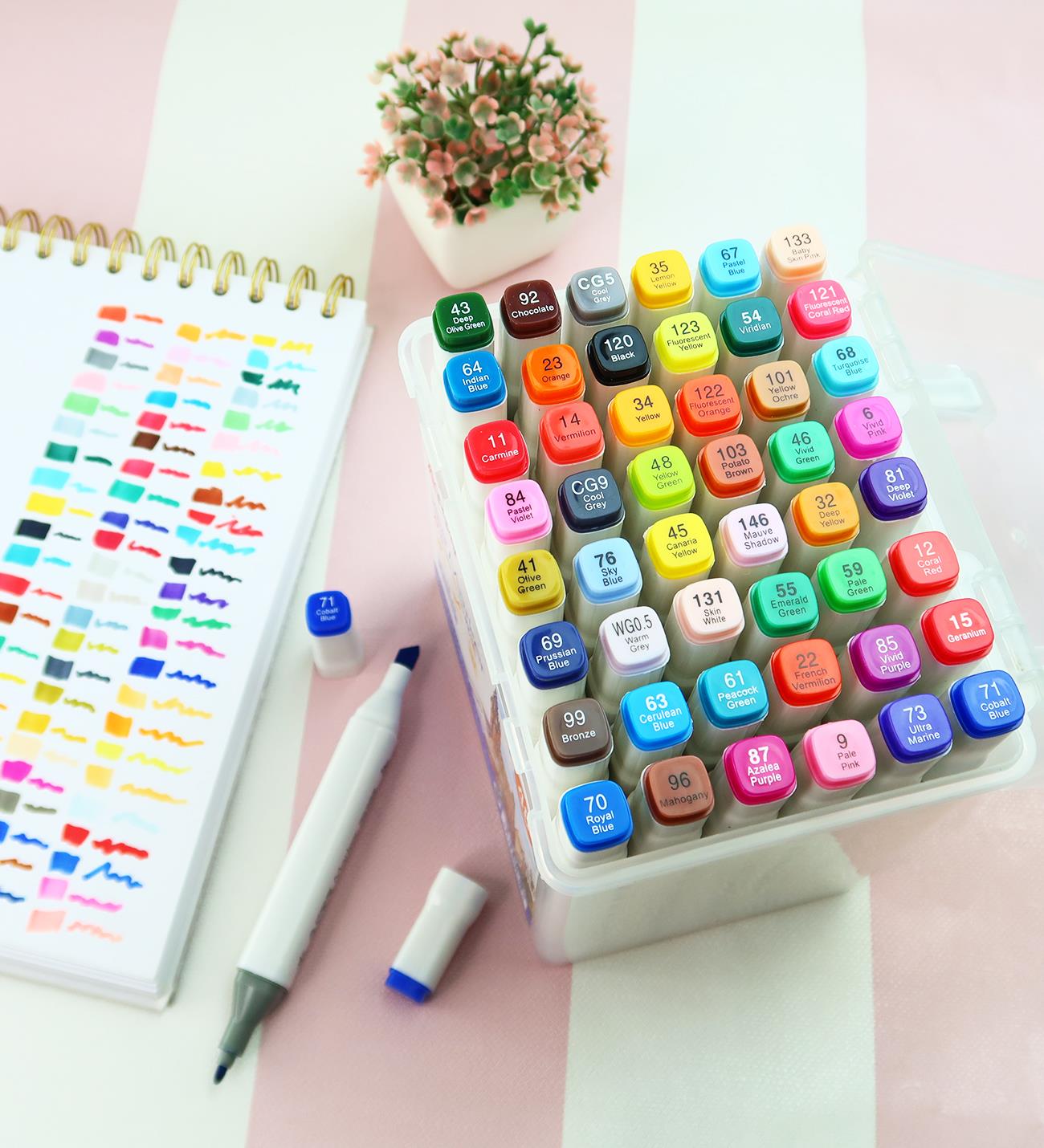 Bam Çift Taraflı 48'lı Marker Kalem Seti – Taşıma KutulugiftmodaBM-1816-48