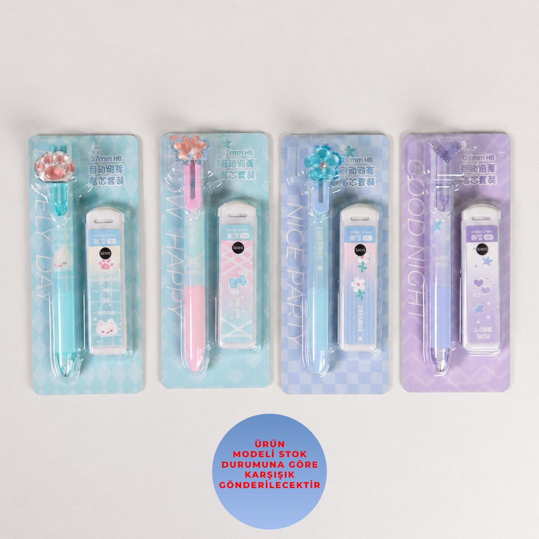 Pastel Figürlü Uçlu Kalem 0.7 Ve Uç SetgiftmodaBM-2555