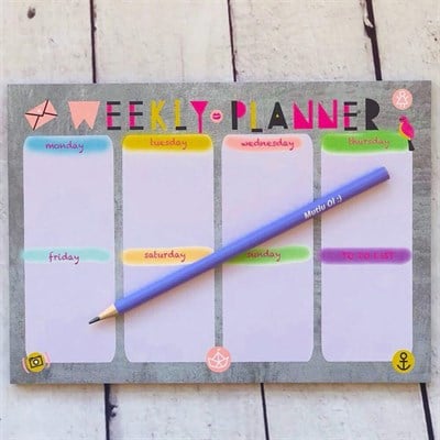 Kalem Hediyeli Colourful Haftalık Planlayıcı