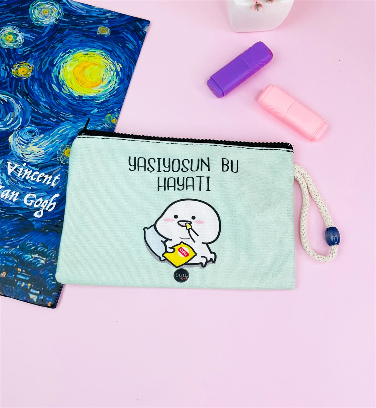 Yaşıyosun Bu Hayatı Tasarımlı Bez Kalemlik CüzdangiftmodaGmklm100021	