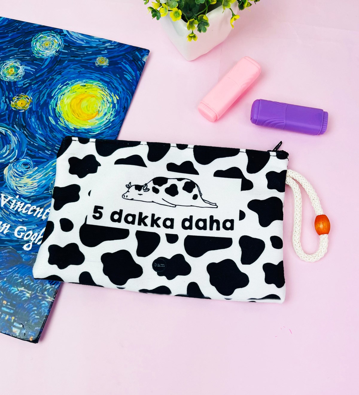 5 Dakka Daha İnek Tasarımlı Bez Kalemlik CüzdangiftmodaGmklm100189
