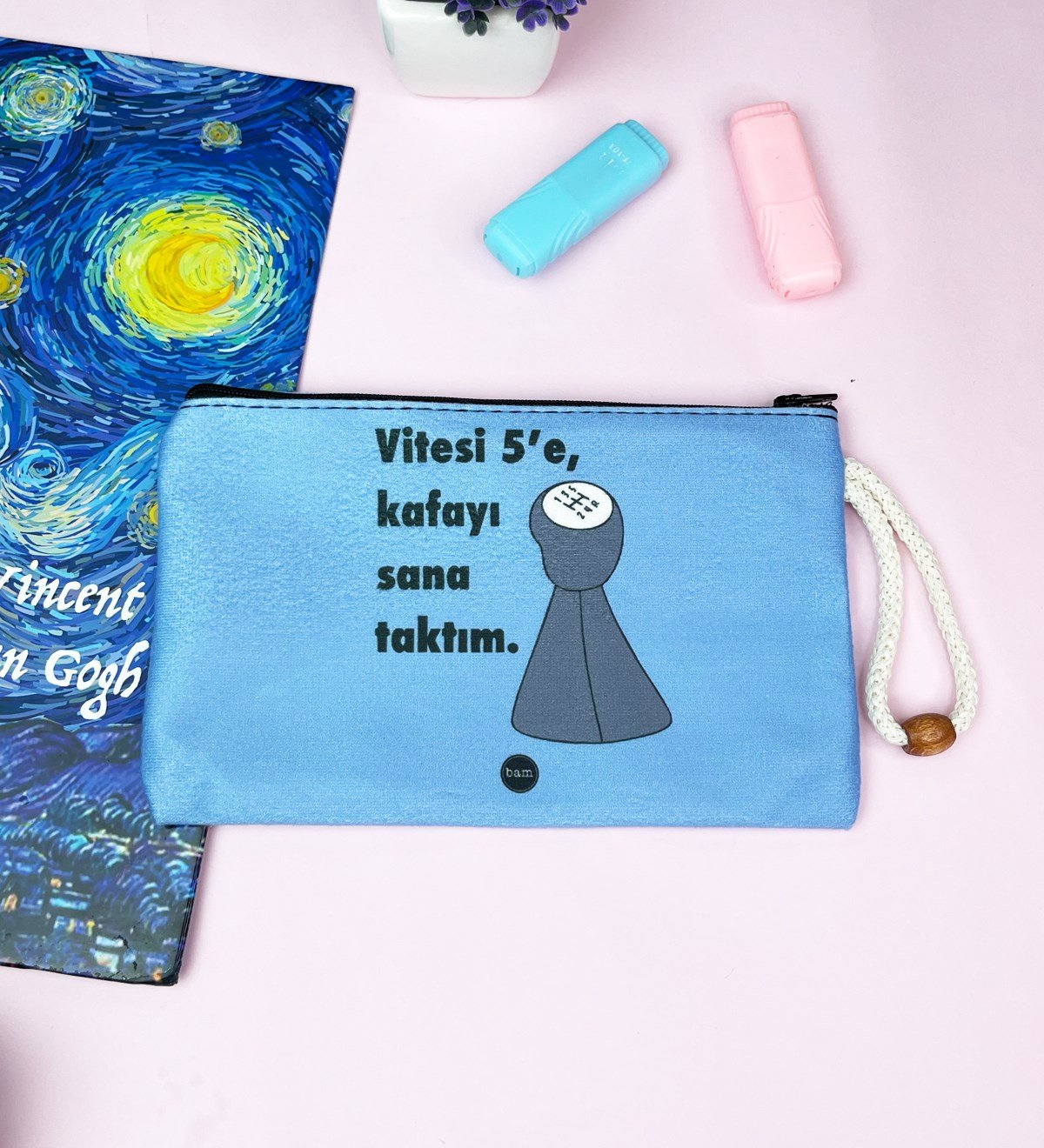 Vitesi 5'e Kafayı Sana Taktım Tasarımlı Bez Kalemlik CüzdangiftmodaGmklm100163