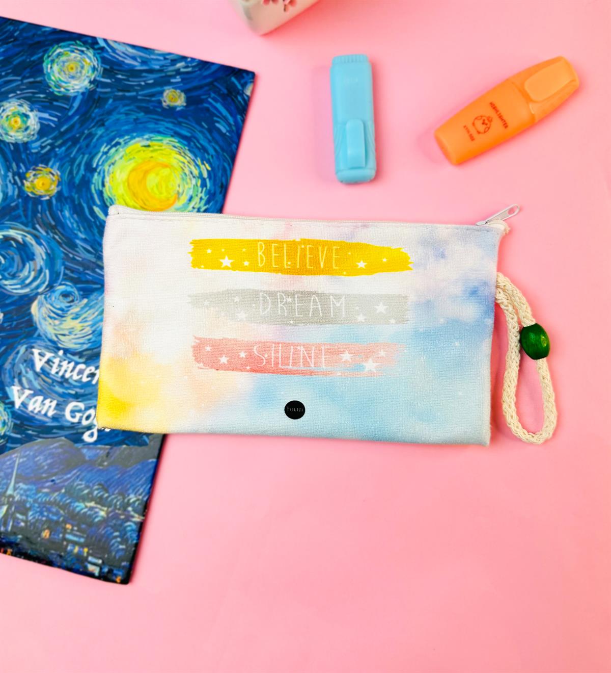 Believe Dream Shine Tasarımlı Bez Kalemlik CüzdangiftmodaGmklm100226
