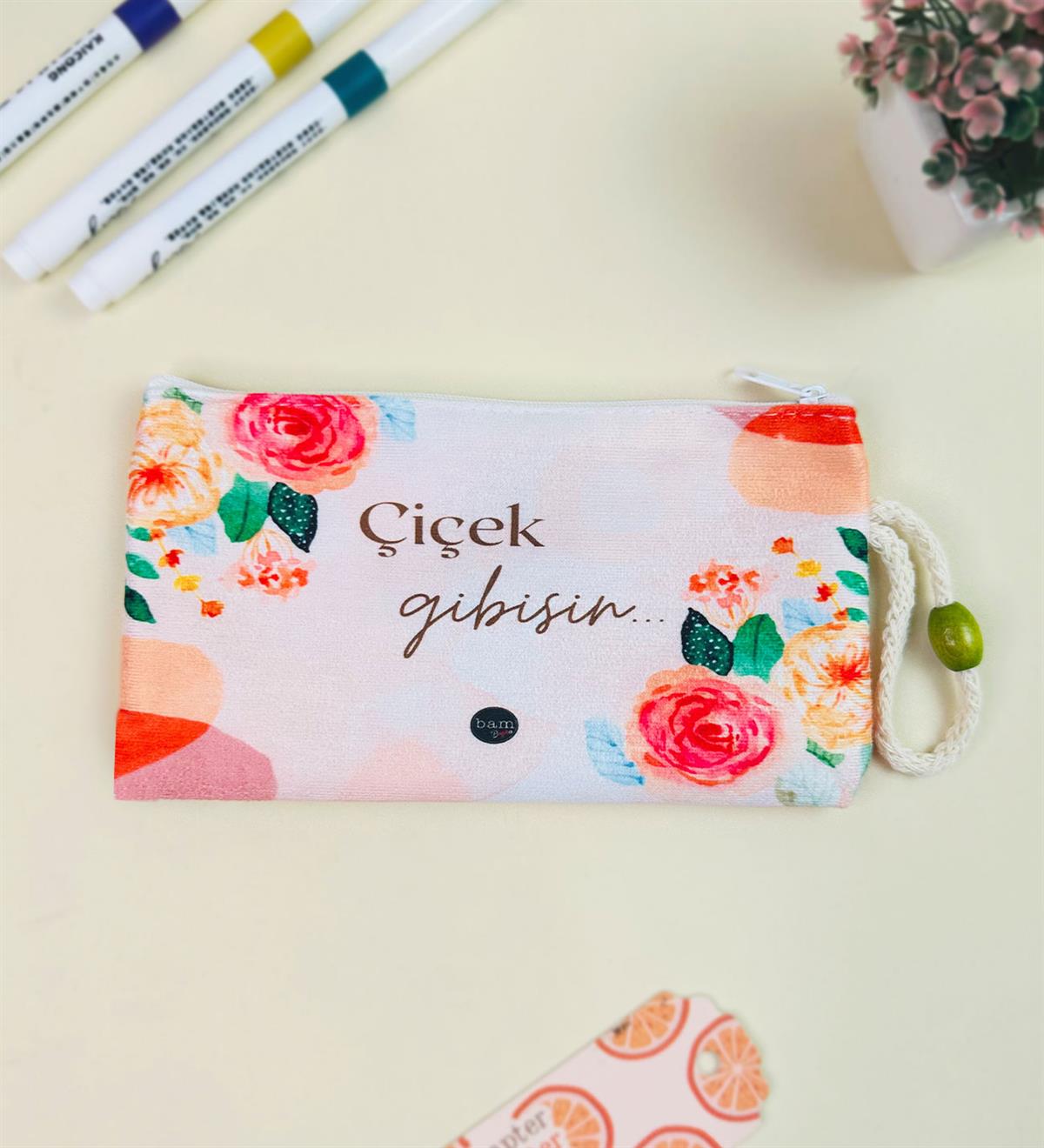 Çiçek Gibisin Tasarımlı Bez Kalemlik CüzdangiftmodaGmklm100232