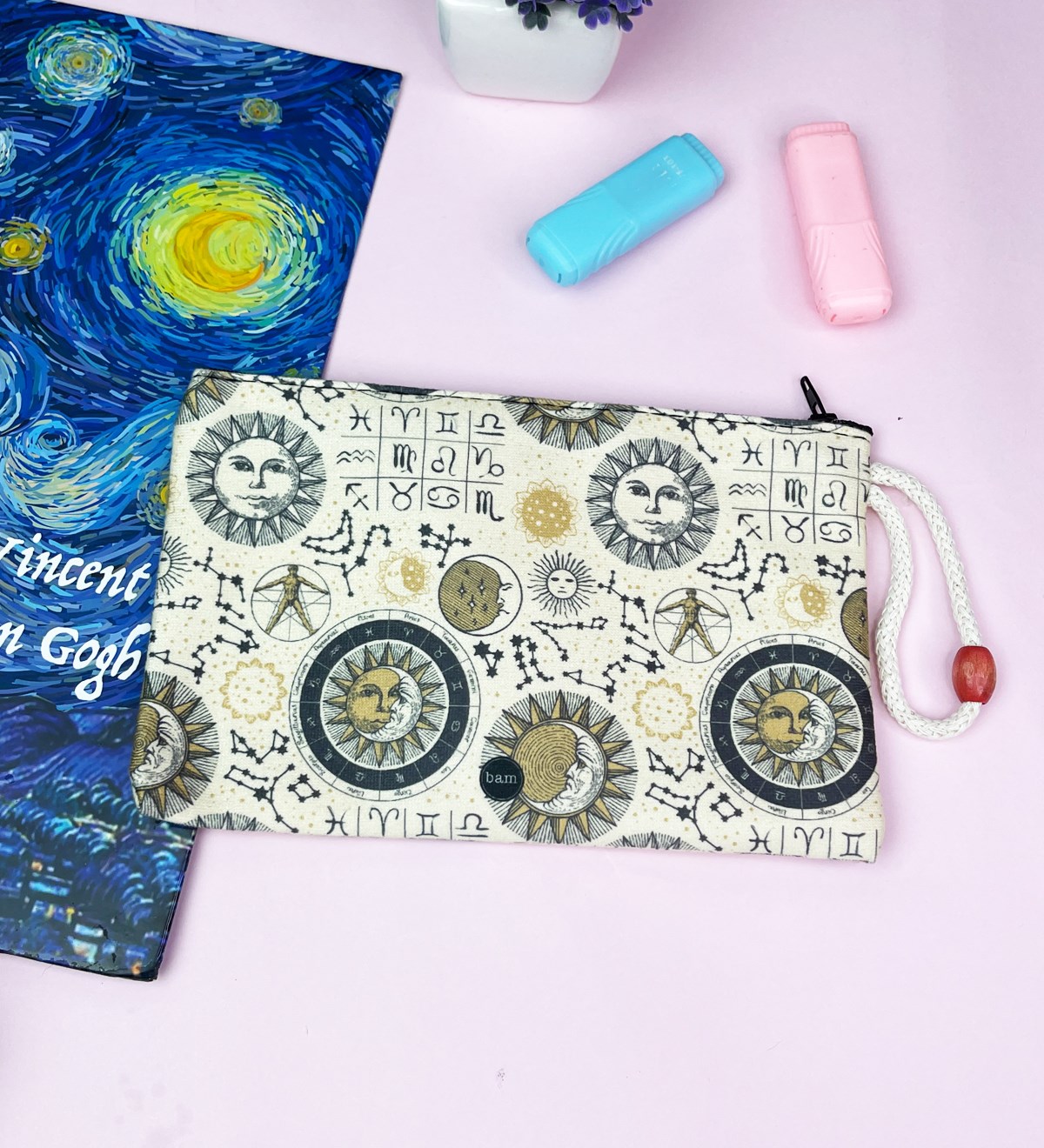 Tarot Ay Ve Güneş Tasarımlı Bez Kalemlik CüzdangiftmodaGmklm100168
