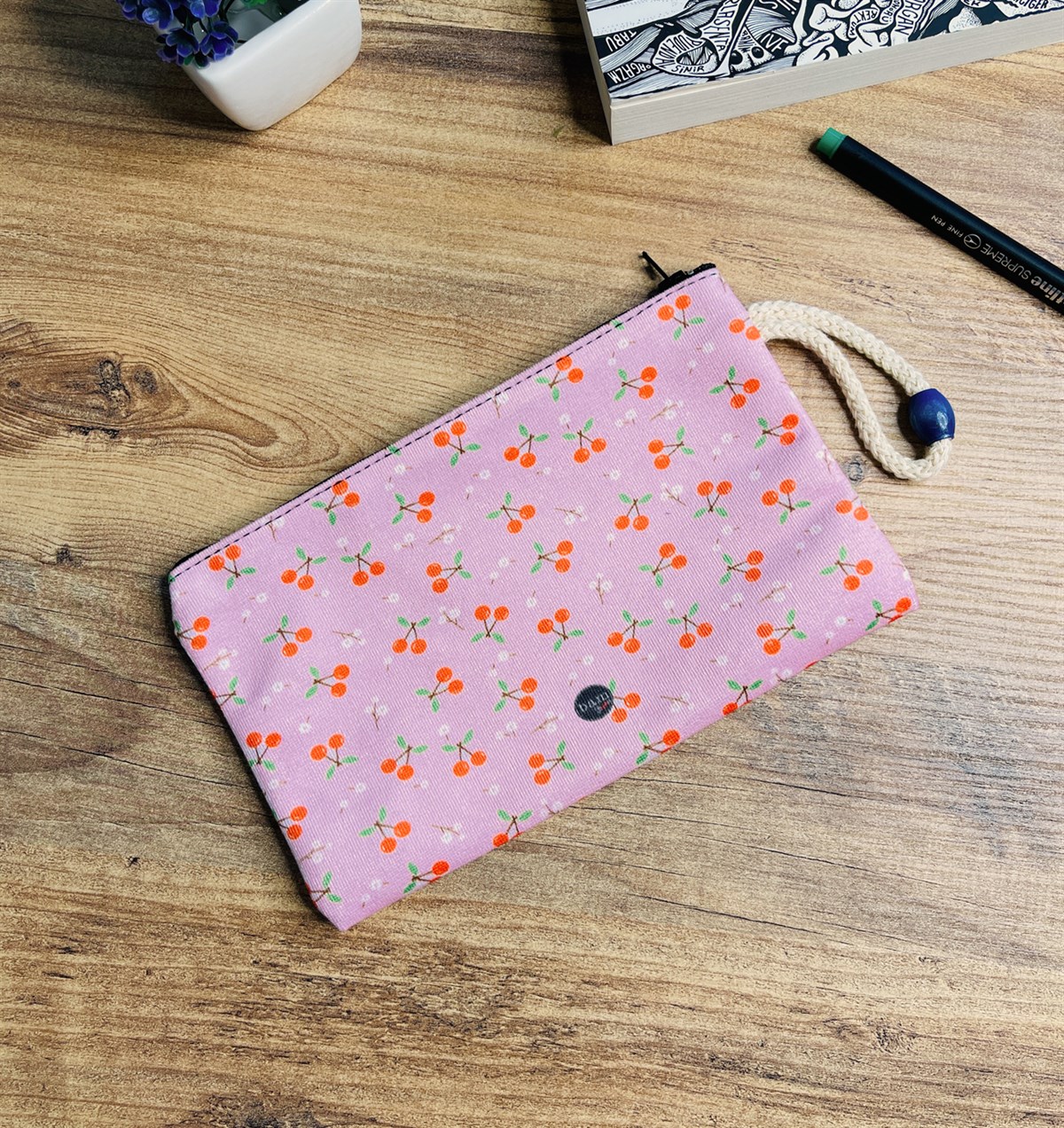 Kiraz Tasarımlı Bez Kalemlik CüzdangiftmodaGmklm100024