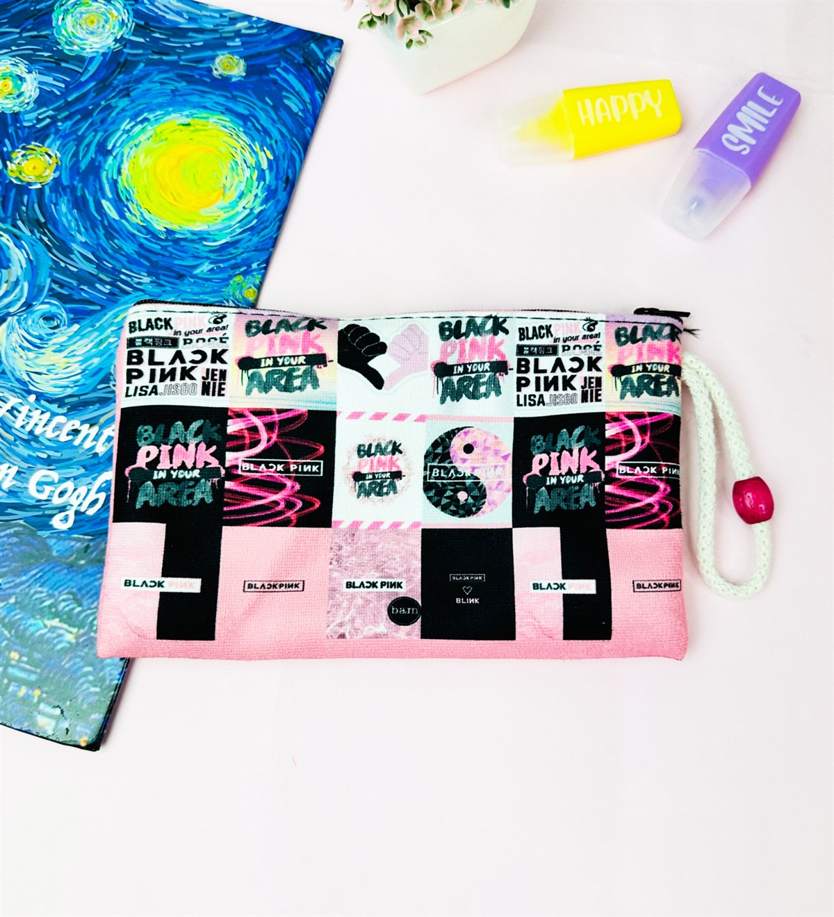 Black Pink Tasarımlı Bez Kalemlik CüzdangiftmodaGmklm100199	