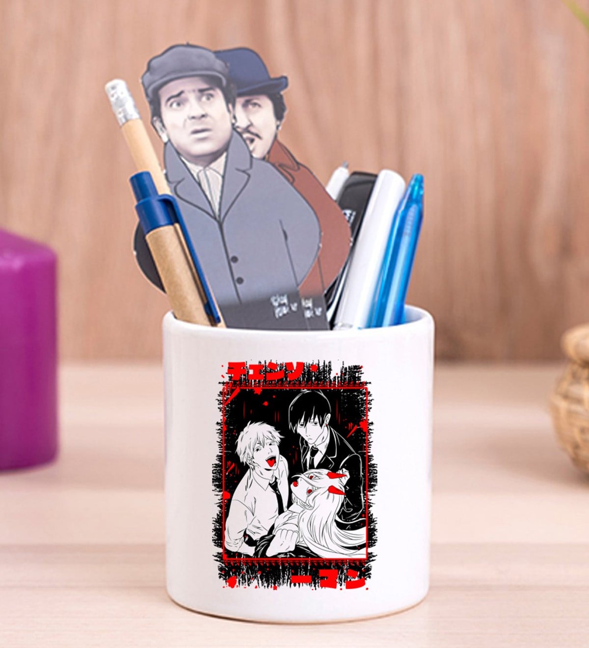 China Saw Man Grunge Anime Tasarımlı Seramik KalemlikgiftmodaGmklm100087