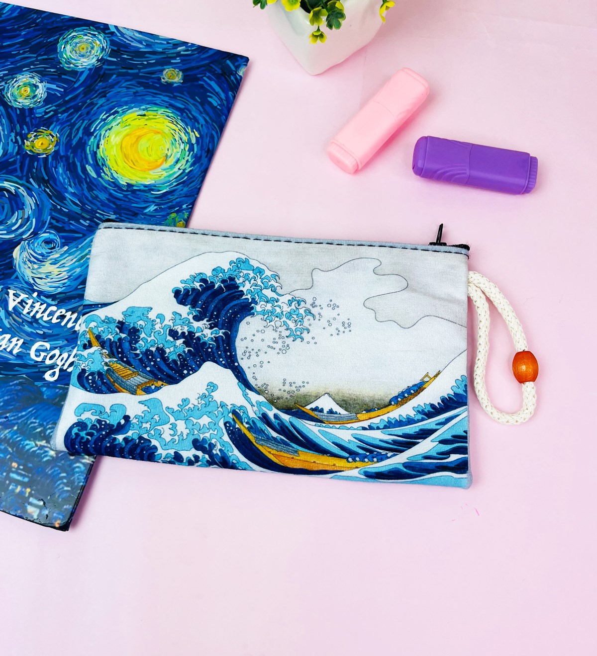 Dalga Tasarımlı Bez Kalemlik CüzdangiftmodaGmklm100188