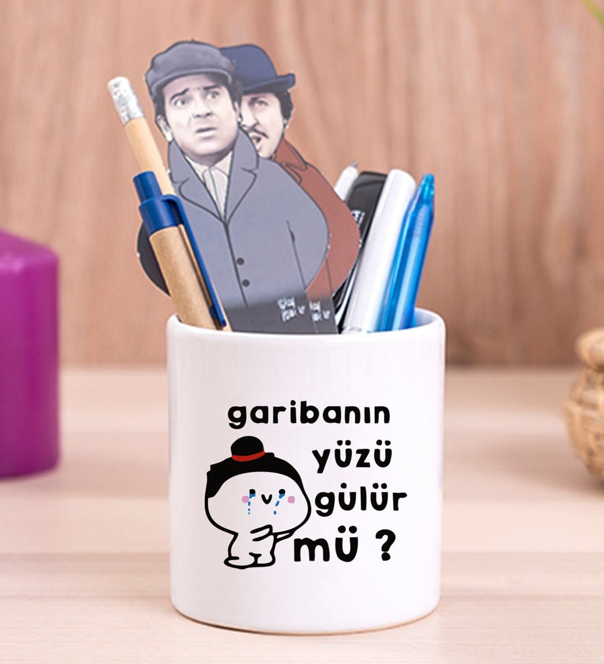 Garibanın Yüzü Gülermi Tasarımlı Seramik KalemlikgiftmodaGmklm100100