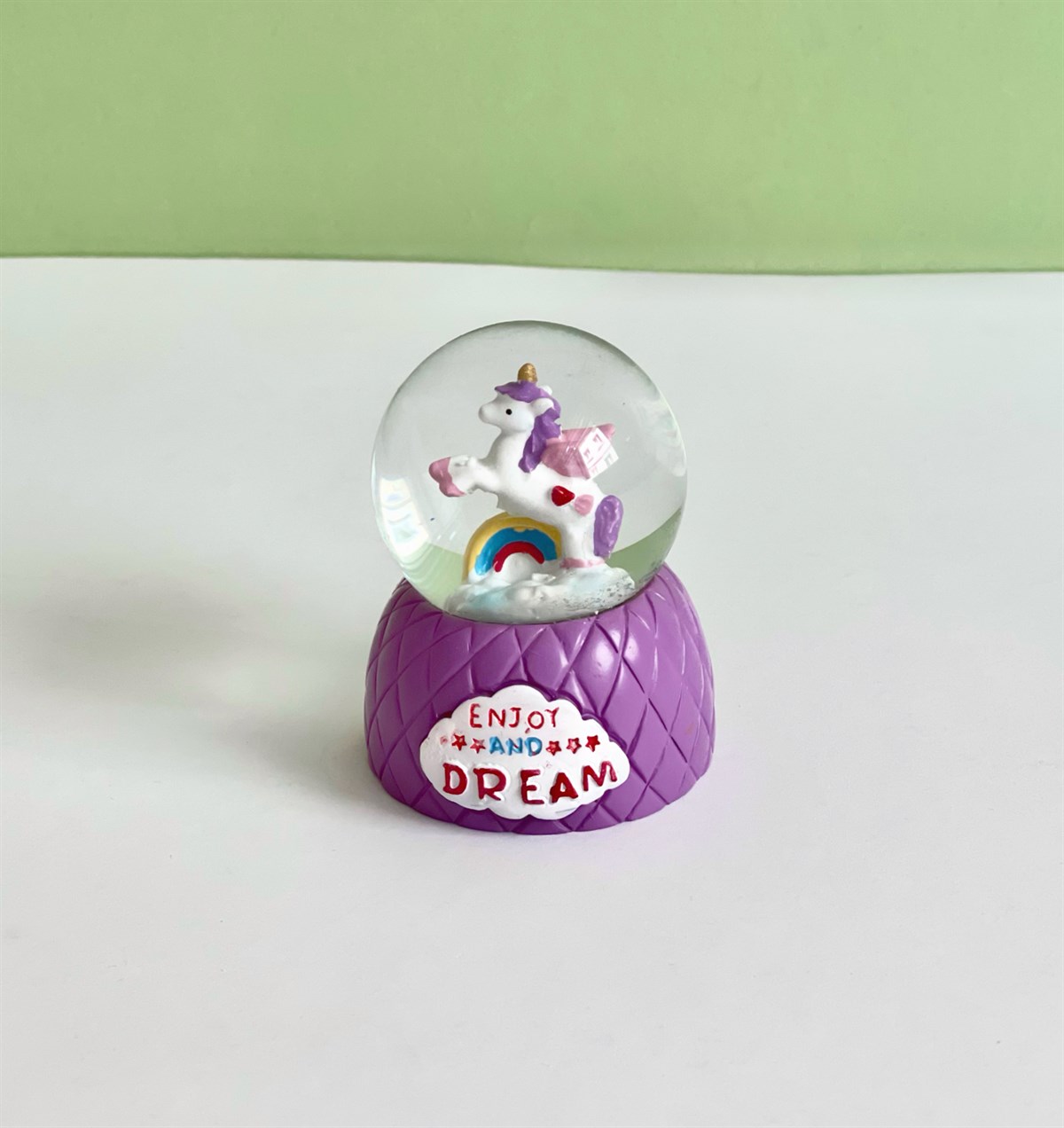 Tadını Çıkar Ve Hayal Et Unicorn Tasarımlı Mini Boy Kar KüresigiftmodaGM-4270
