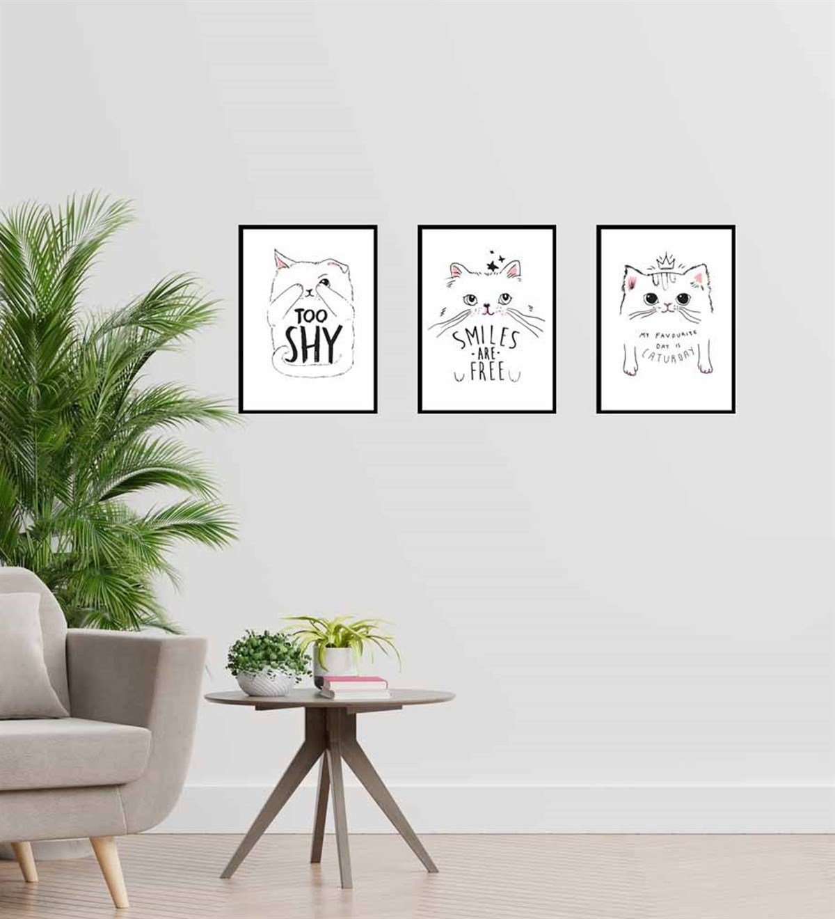 Kedi Motto Tasarım Duvar Panosu 3'lü SetGiftmodaGM-P-10