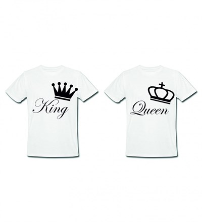 King Queen Baskılı Tasarım Sevgili Tişört