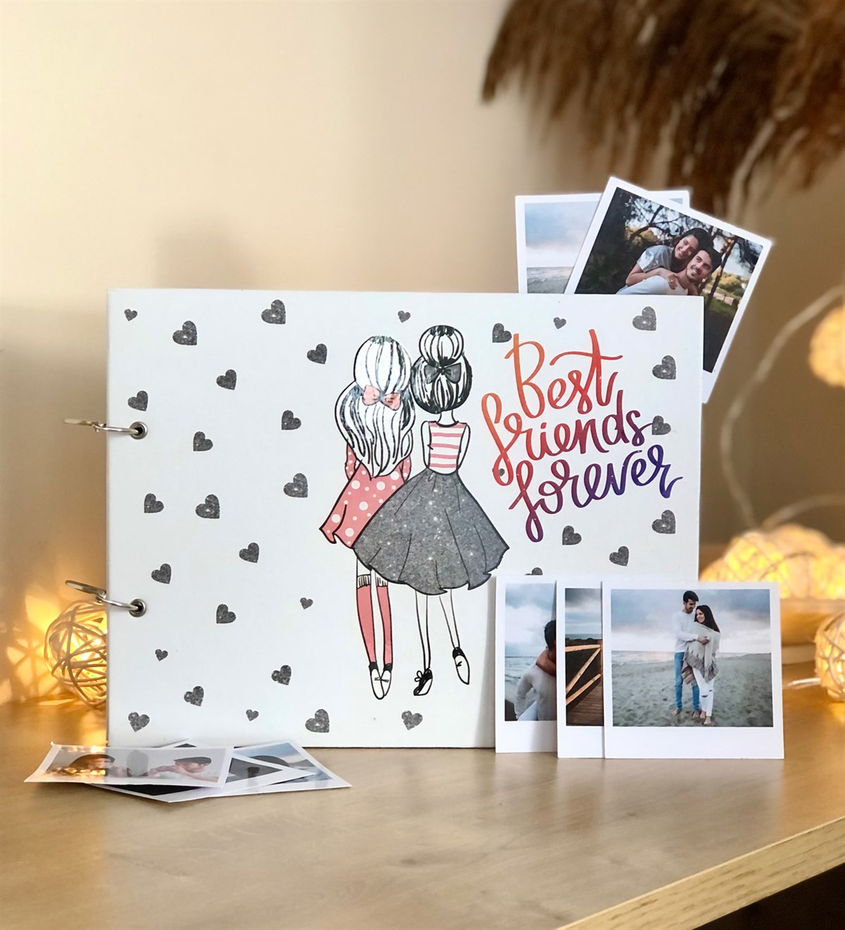 Kişiye Özel 20 Fotoğraflı Best Friend Forever Tasarımlı Siyah Sayfa Kendin Yap Fotoğraf Albümü Beyaz Kalem Hediyeli GiftmodaBff-Albüm-Ko