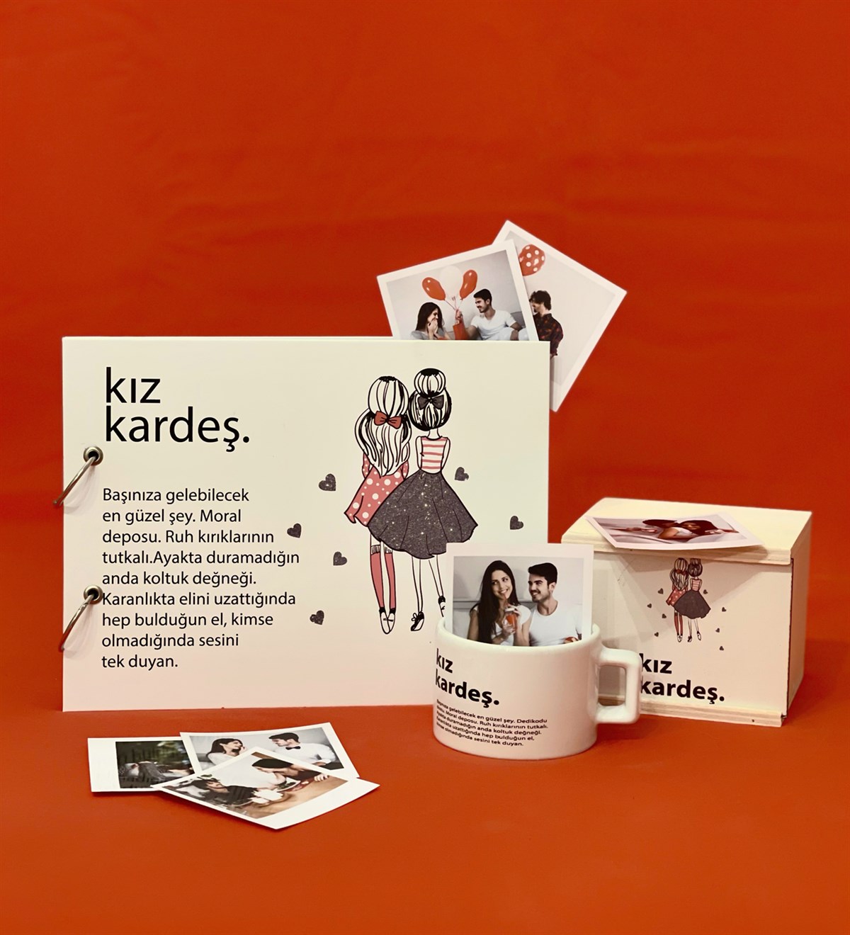 Kişiye Özel 20 Fotoğraflı Kız Kardeş Tasarımlı Albüm Ve Kutulu Kupa SetGiftmodaGmhs100157