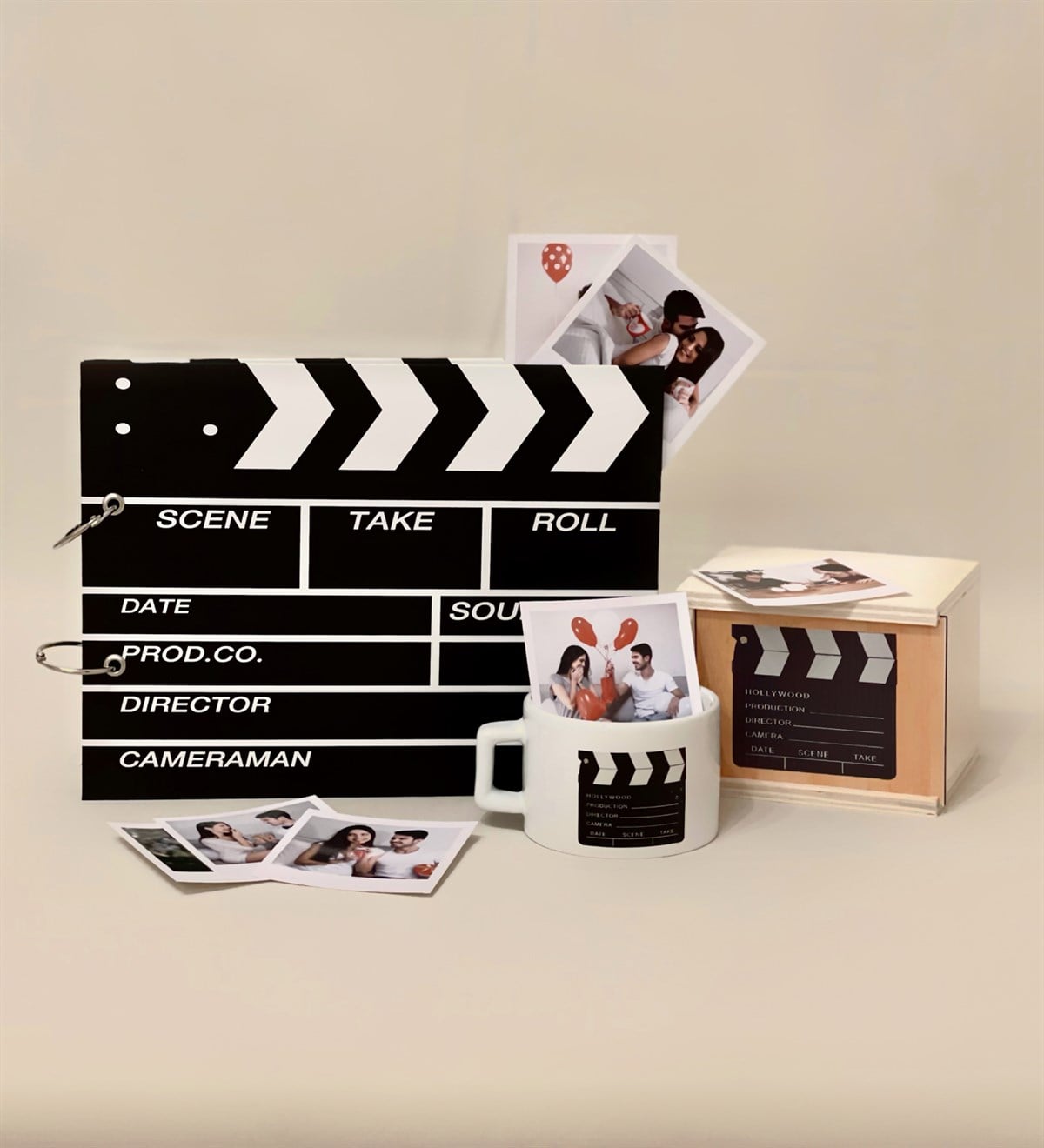 Kişiye Özel 20 Fotoğraflı Klaket Tasarımlı Albüm Ve Kutulu Kupa Set GiftmodaGmhs100146