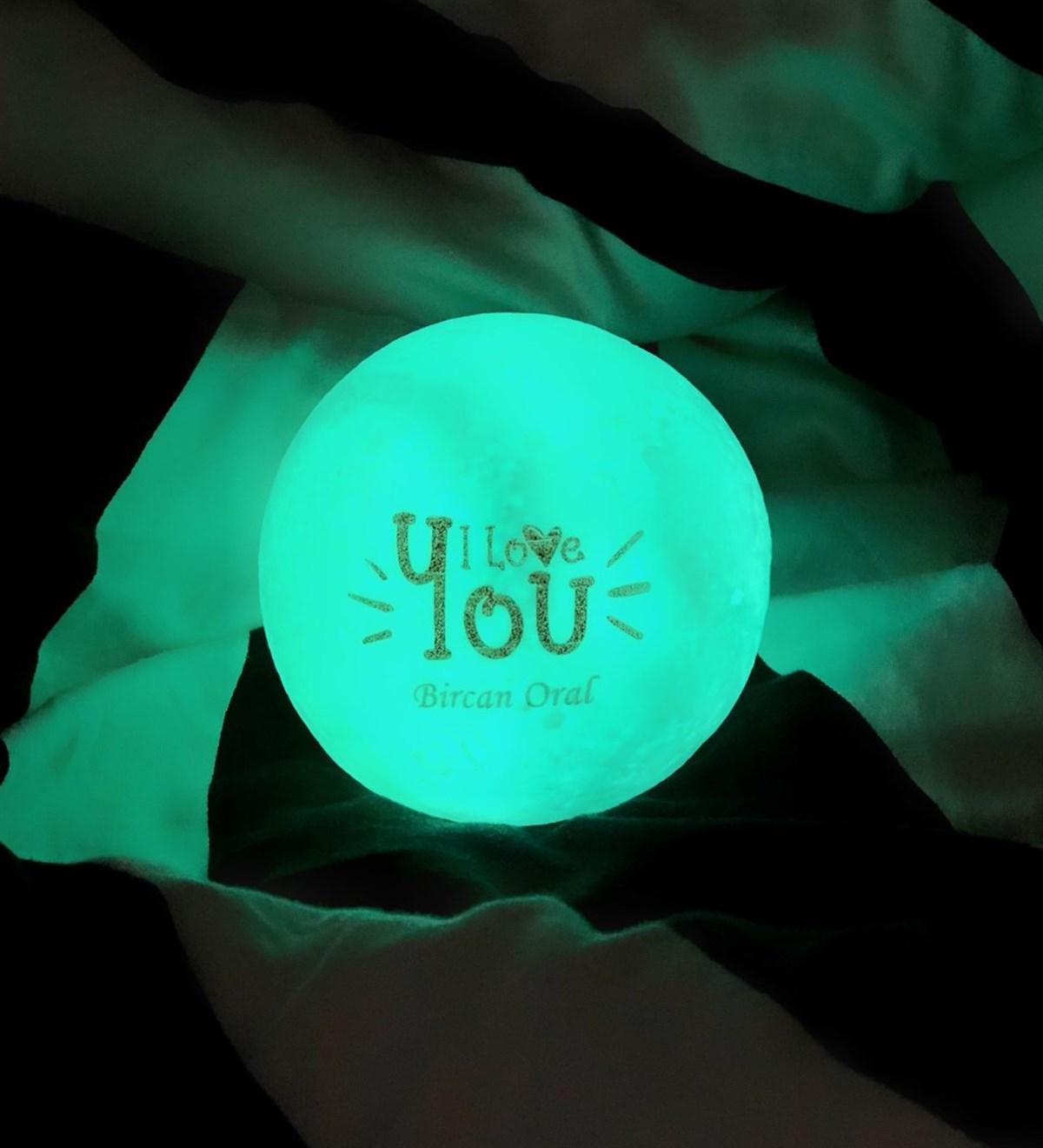 Kişiye Özel 3D Ay Lamba Moonlight 12cm Renk Değiştiren Seni SeviyorumGiftmodagm-1401-ily