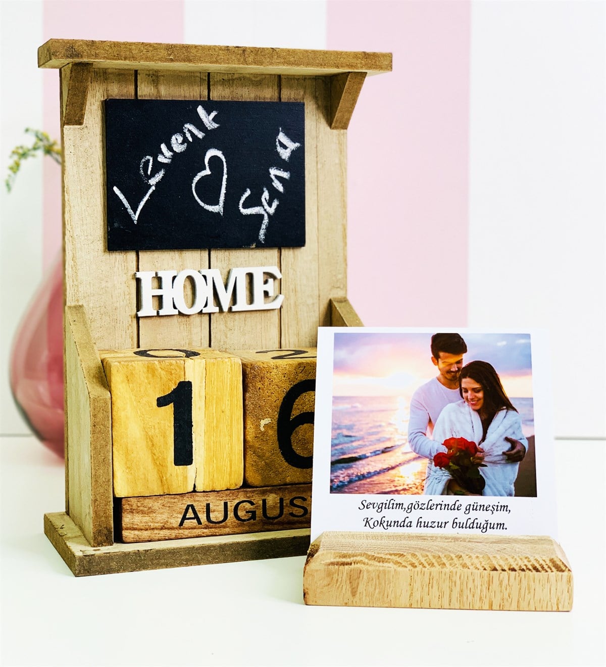 Kişiye Özel Ahşap Fotoğraf Tutucu Ahşap Sonsuz Takvim GiftmodaGm-Set-105