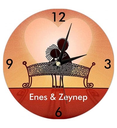 Kişiye Özel Aşk Bankta Duvar Saati