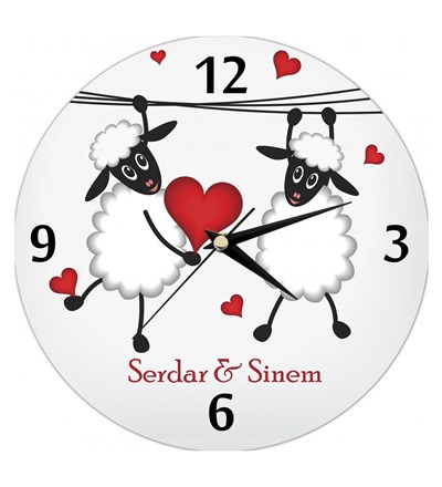 Kişiye Özel Aşk Kuzuları Duvar Saati