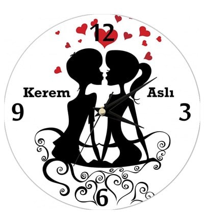 Kişiye Özel Aşk Öpücüğü Duvar Saati