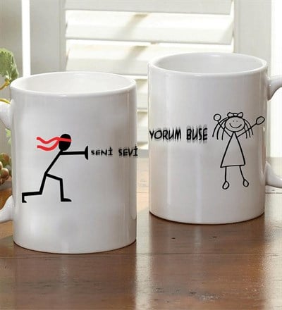 Kişiye Özel Çöp Adam Love Kupa Bardak
