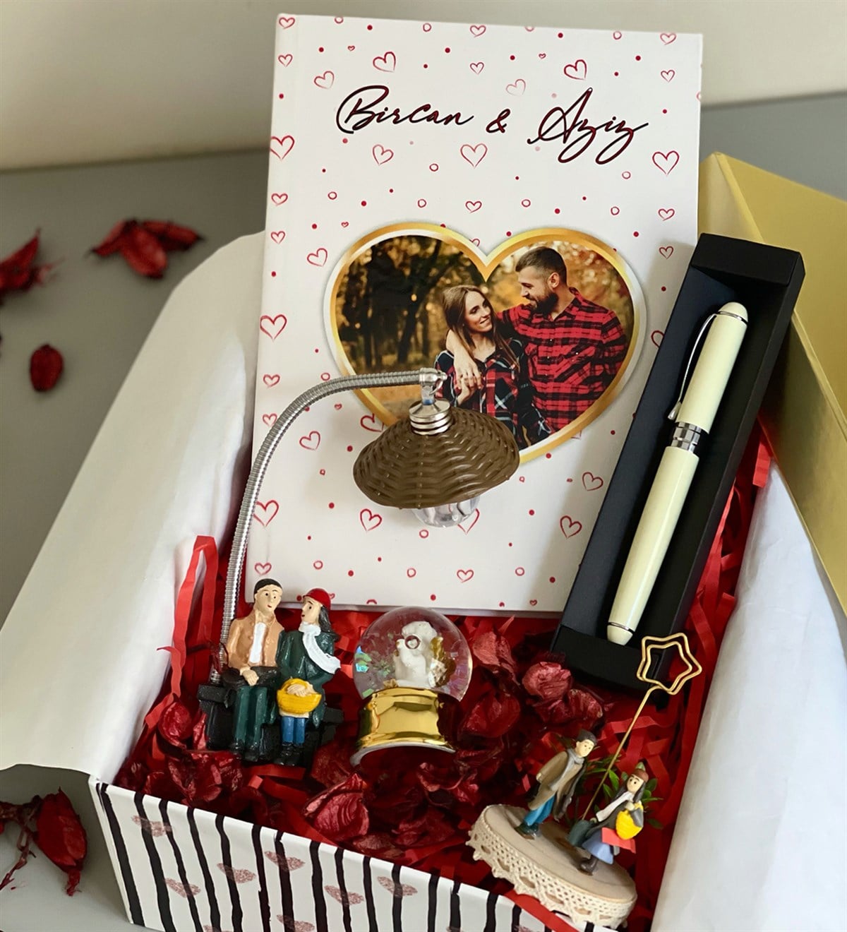 Kişiye Özel Golden Kalp Sevgiliye Hediye SetiGiftmodaGmhs100171