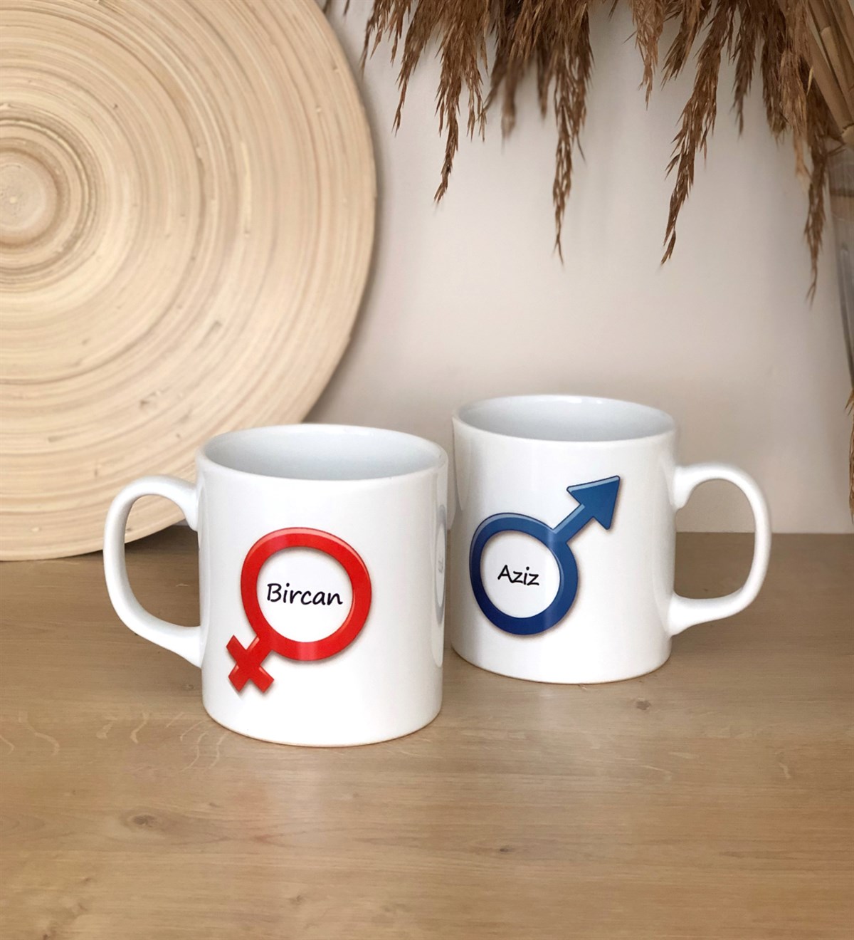 Kişiye Özel Kadın Erkek Sembol Tasarımlı 2'li Sevgili Kupa BardakGiftmodaGMK6199