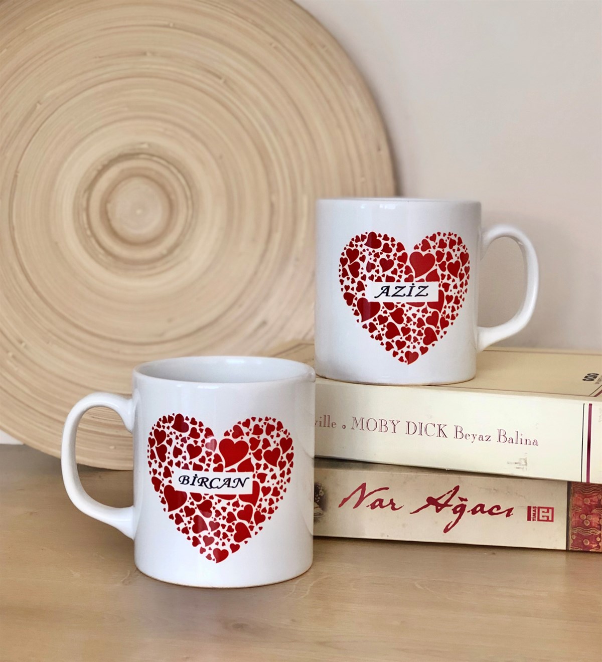 Kişiye Özel Kalp Tasarımlı 2'li Kupa BardakGiftmodaGMK6200