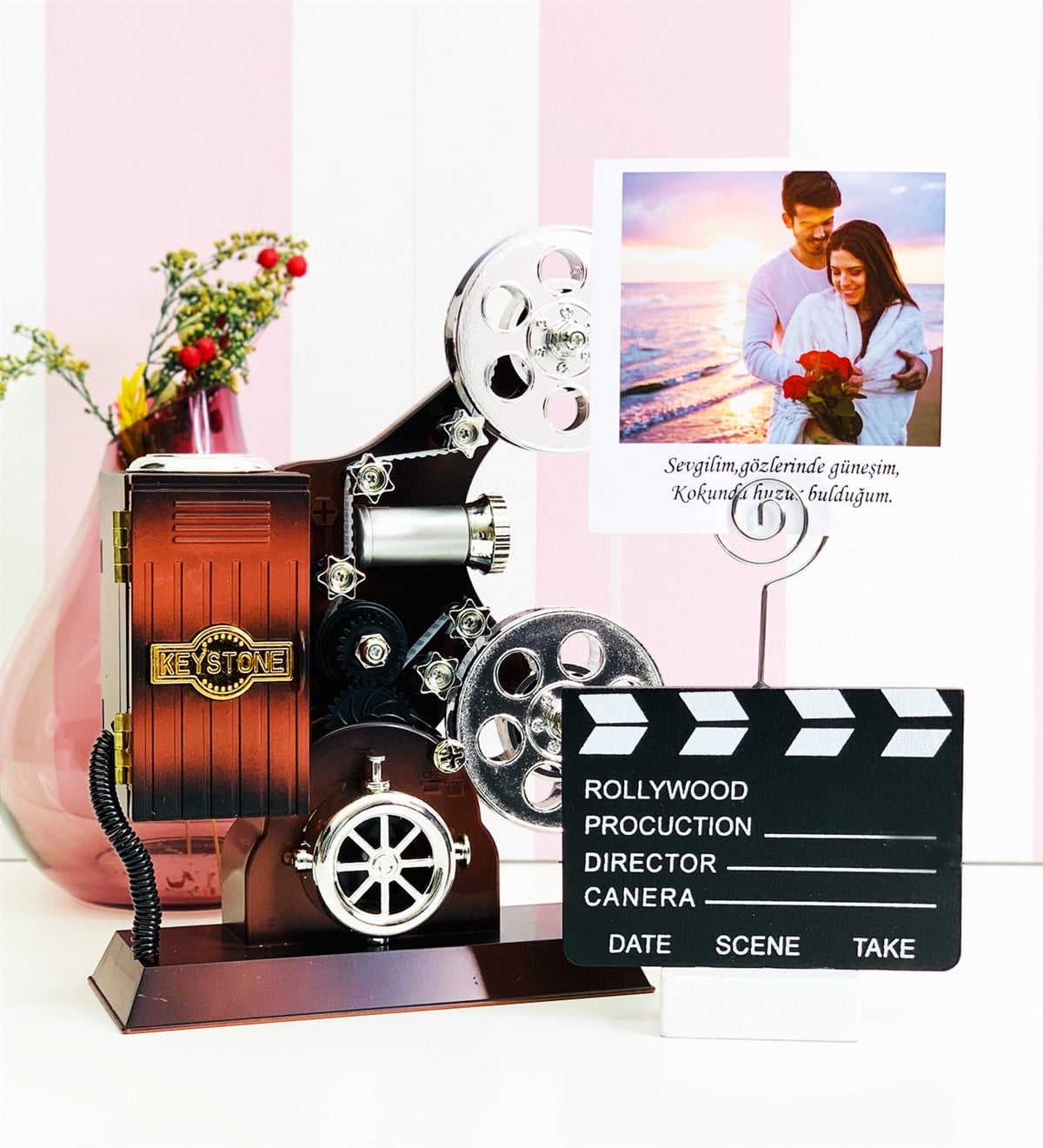 Kişiye Özel Klaket Not Tutucu Ve Sinemaskop Müzik KutusuGiftmodaGm-Set-108