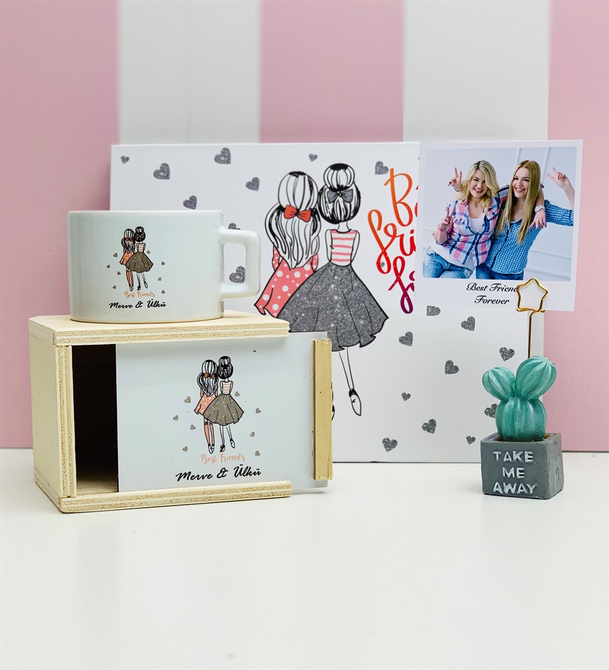 Kişiye Özel Kutulu Kupa Kaktüs Not Tutacağı Ve Fotoğraf AlbümüGiftmodagm-set-100