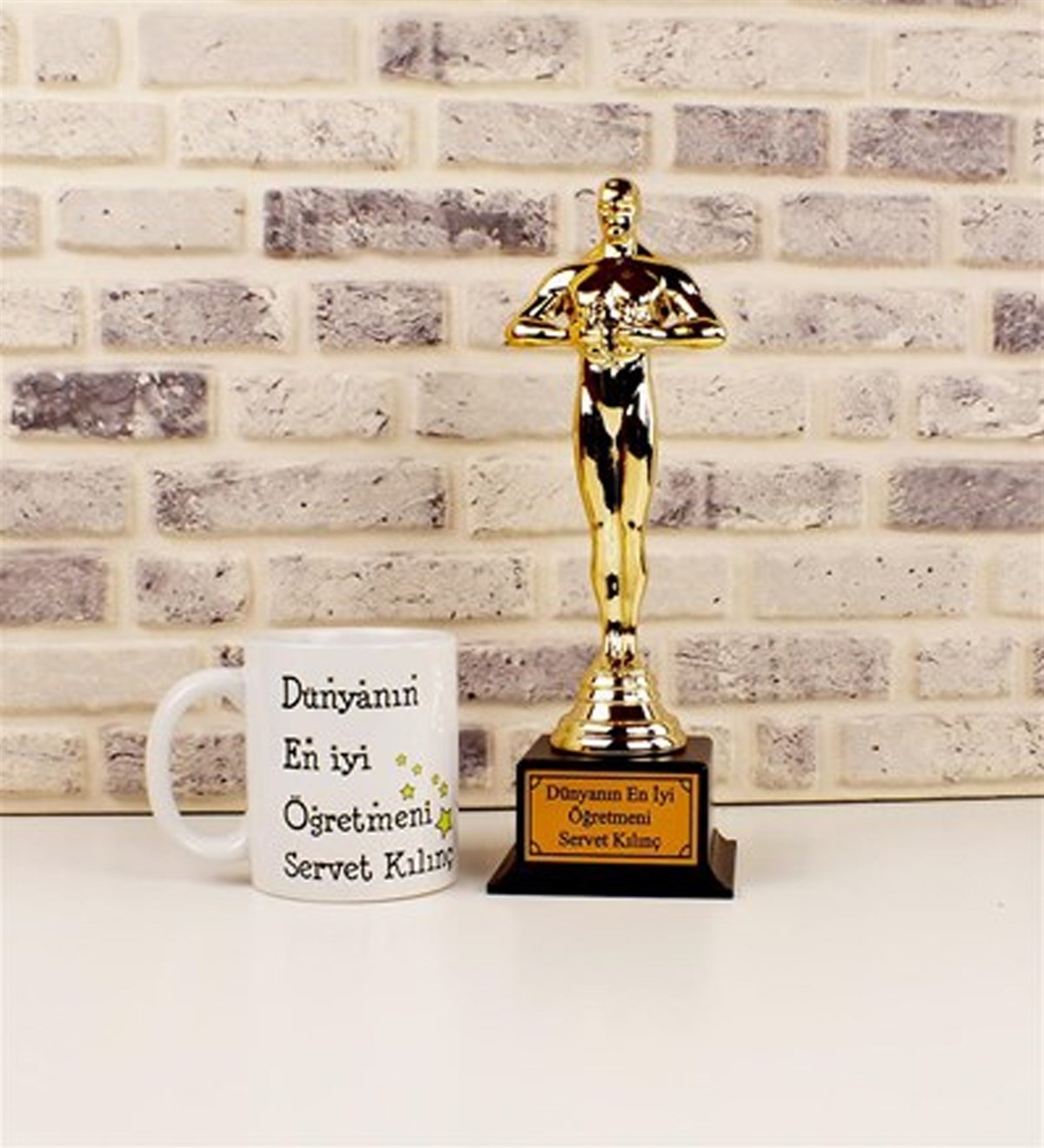 Kişiye Özel Öğretmenler Günü Oscar  Heykel Ödül SetMarkasızGM7006