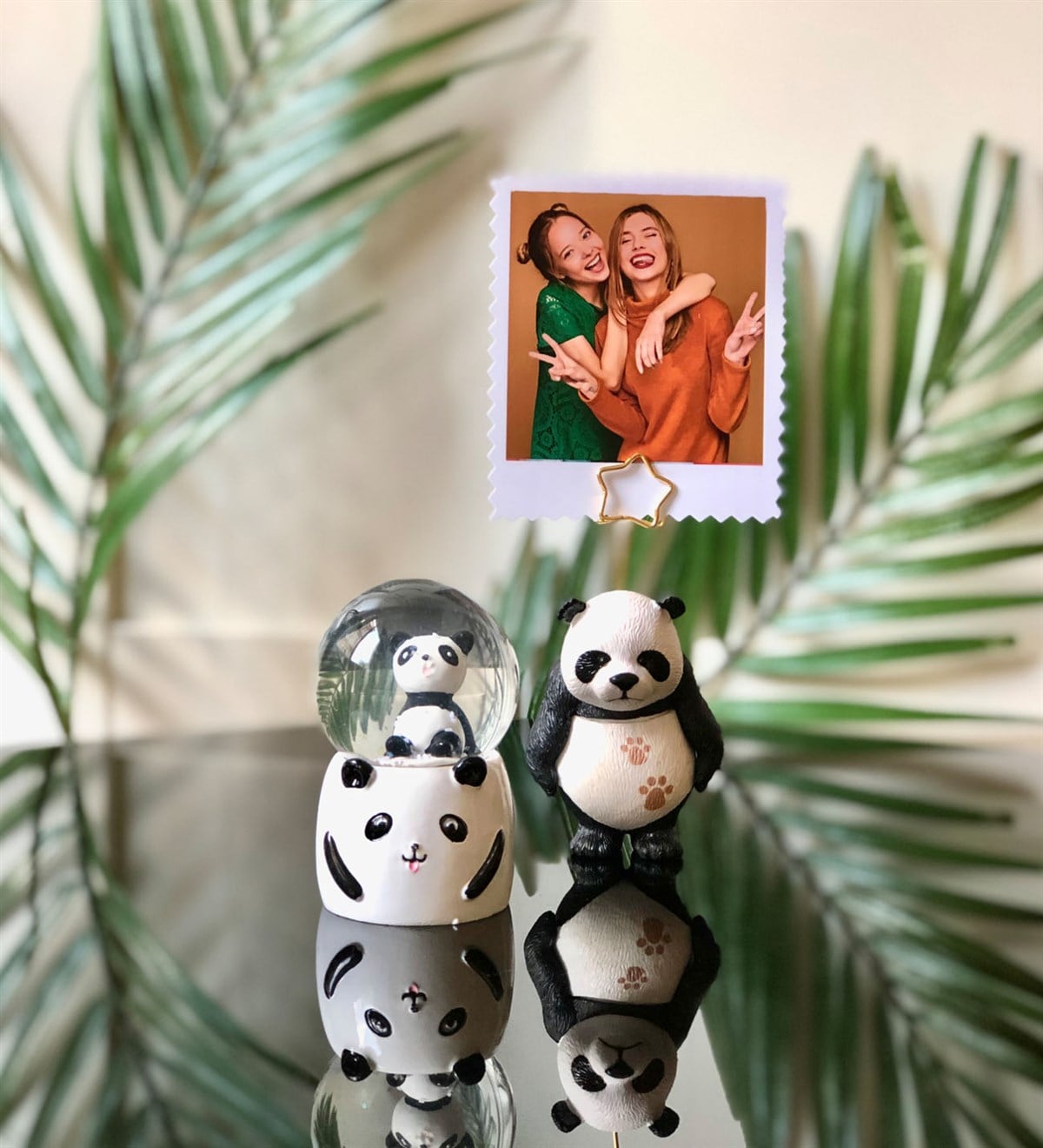 Kişiye Özel Panda Not tutucu Ve Mini Işıklı Kar KüresiGiftmoda GM-2055-Panda-Mini-Küre