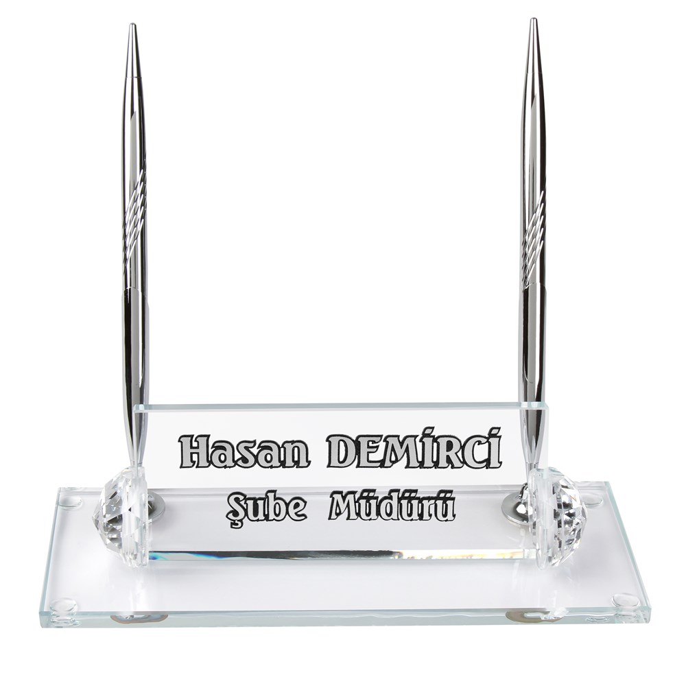 Kişiye Özel Siyah Deri Masa Üstü Saat Notluk Set GiftmodaPRZ-S018