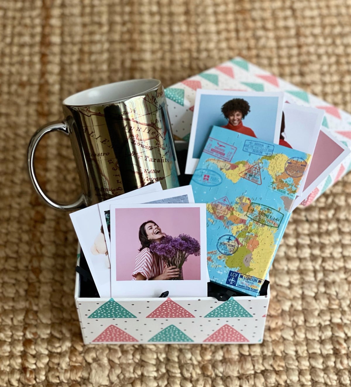 Kişiye Özel Travel Tasarımlı Mini Albüm Gümüş Kupa Mini Hediye SetiGiftmodaGmhs100374