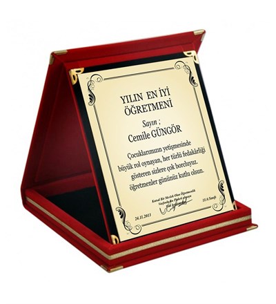 Kişiye Özel Yılın En İyi Öğretmeni Ödül Orta Boy Plaket
