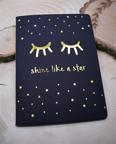 Kiwoodesign Siyah Defter Yıldız