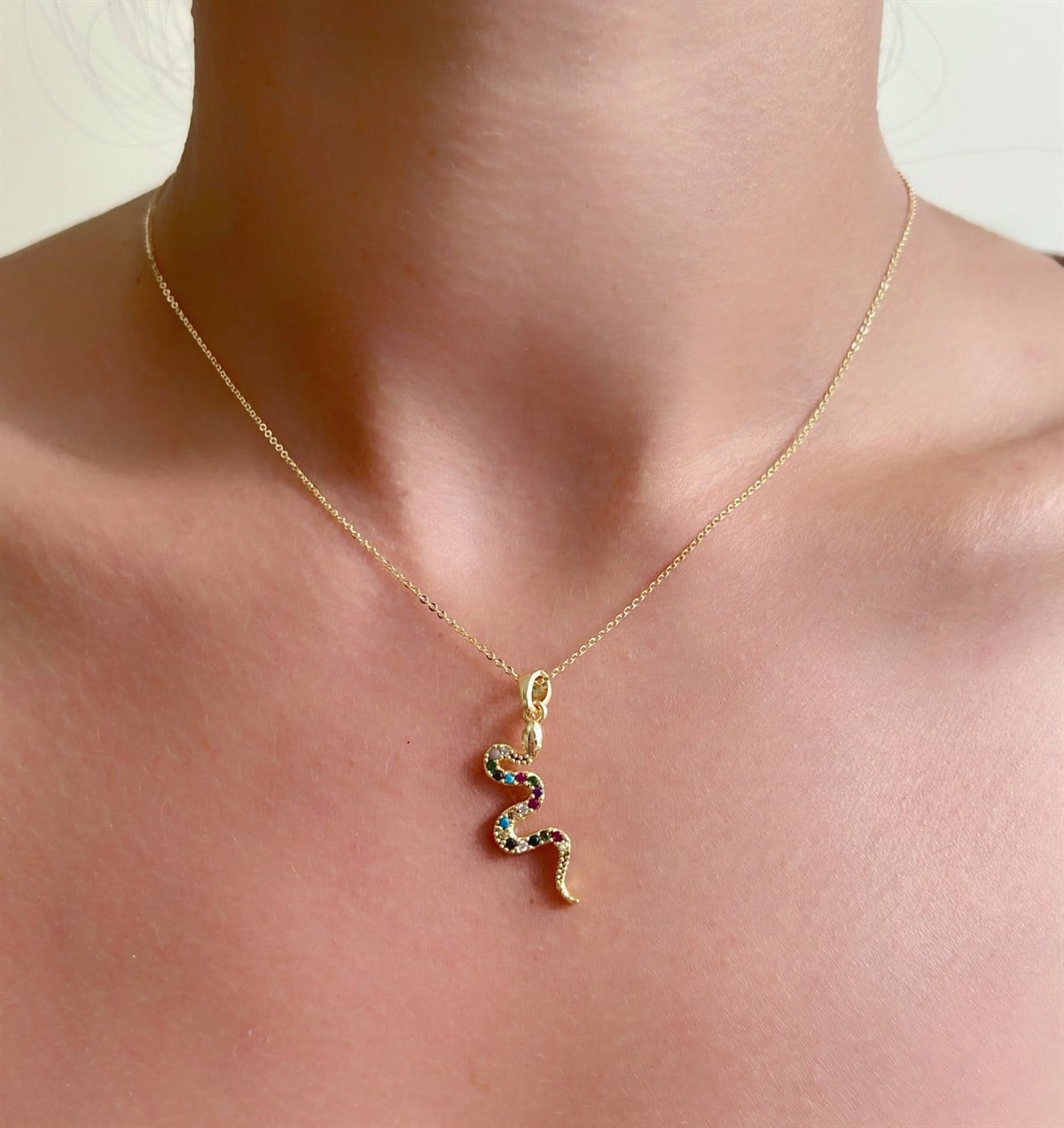 Renkli Yılan Tasarımlı KolyegiftmodaGmky100018