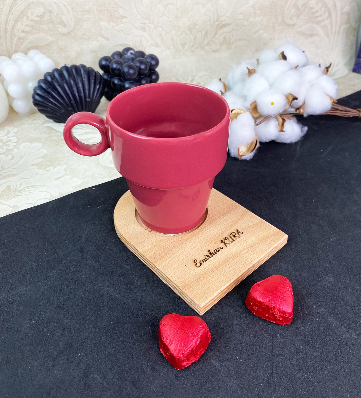 Kişiye Özel Servis Tabaklı Joker Kupa SetgiftmodaGmkp100583