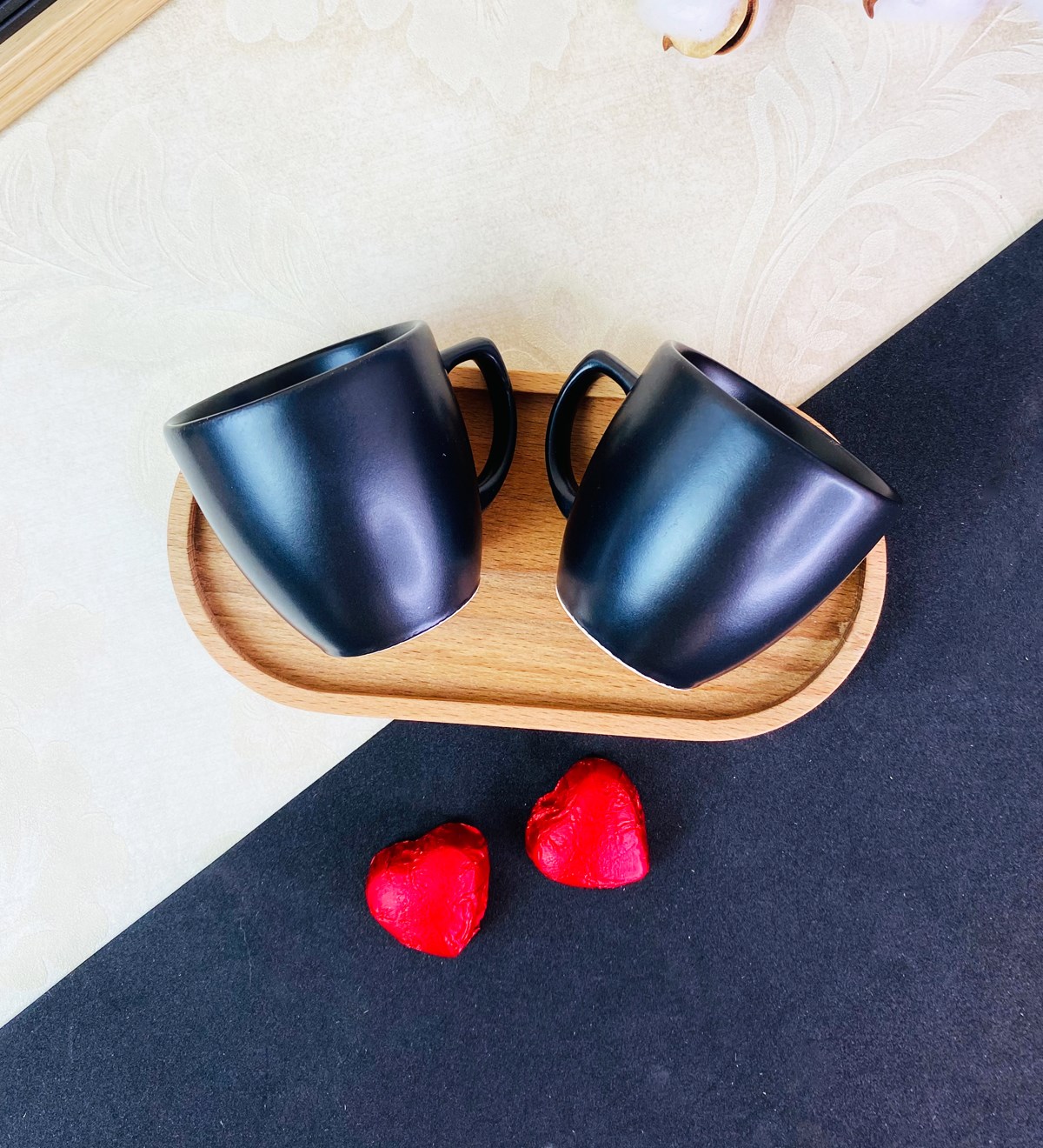 Ahşap Tabaklı 2'li Türk Kahvesi Fincanı SetgiftmodaGmkp100585