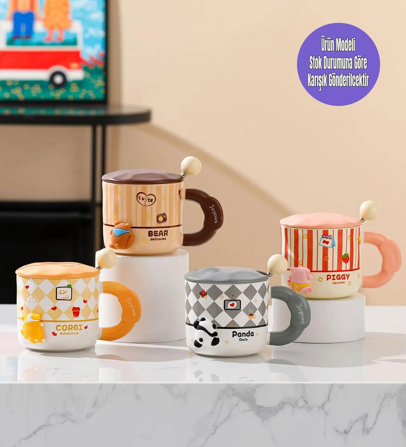 Sevimli Hayvanlar Mıknatıslı Seramik KupagiftmodaBM-1441