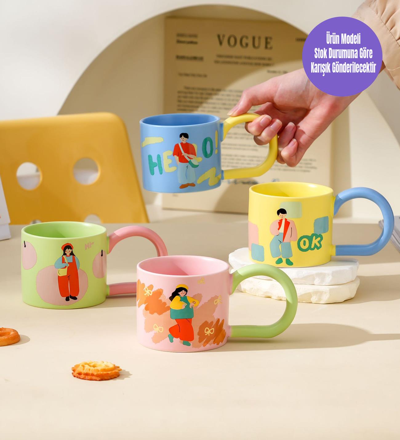 Pastel Karakter Temalı Seramik KupagiftmodaBM-2001